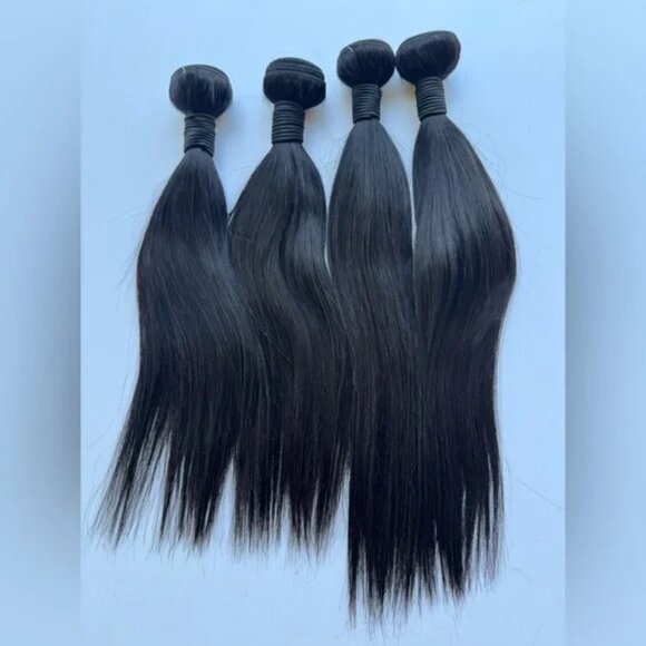 Human hair Blend Bundles Lot in Black Straight Hair 16 in +18 In | 4 Pcs Lot! - Picture 1 of 7